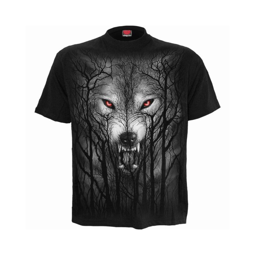 Spiral Direct Unisex Adult Forest Wolf T-Shirt / Black